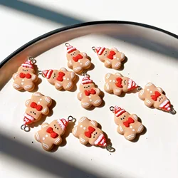 Set of 10 Festive Resin Gingerbread Charms for DIY Jewelry and Accessories (10pcs s2)