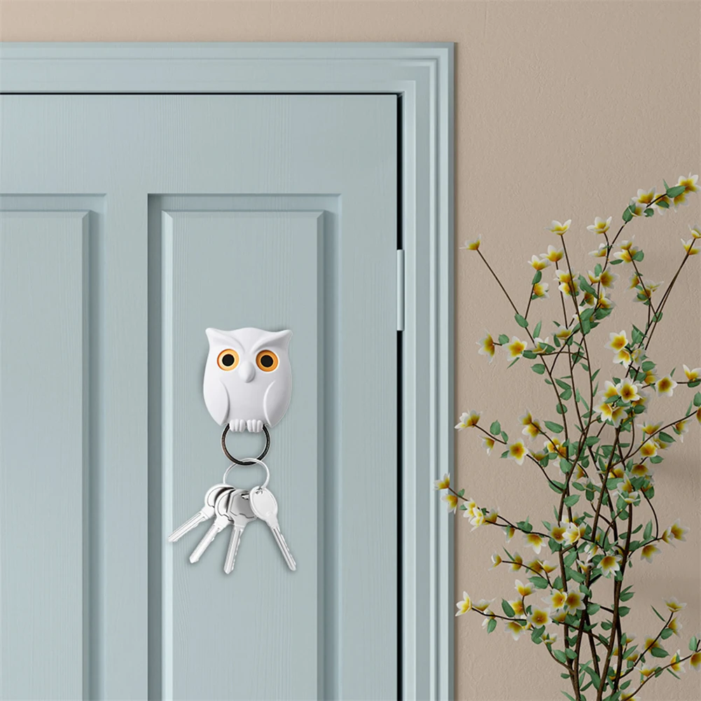 1/5pcs Scary Night Owl Magnetic Key Hooks Adhesive Hold Keychain Key Hanger Will Open Eyes Wall Decorative Hook For Kitchen Home magnetic hooks multi purpose hooks