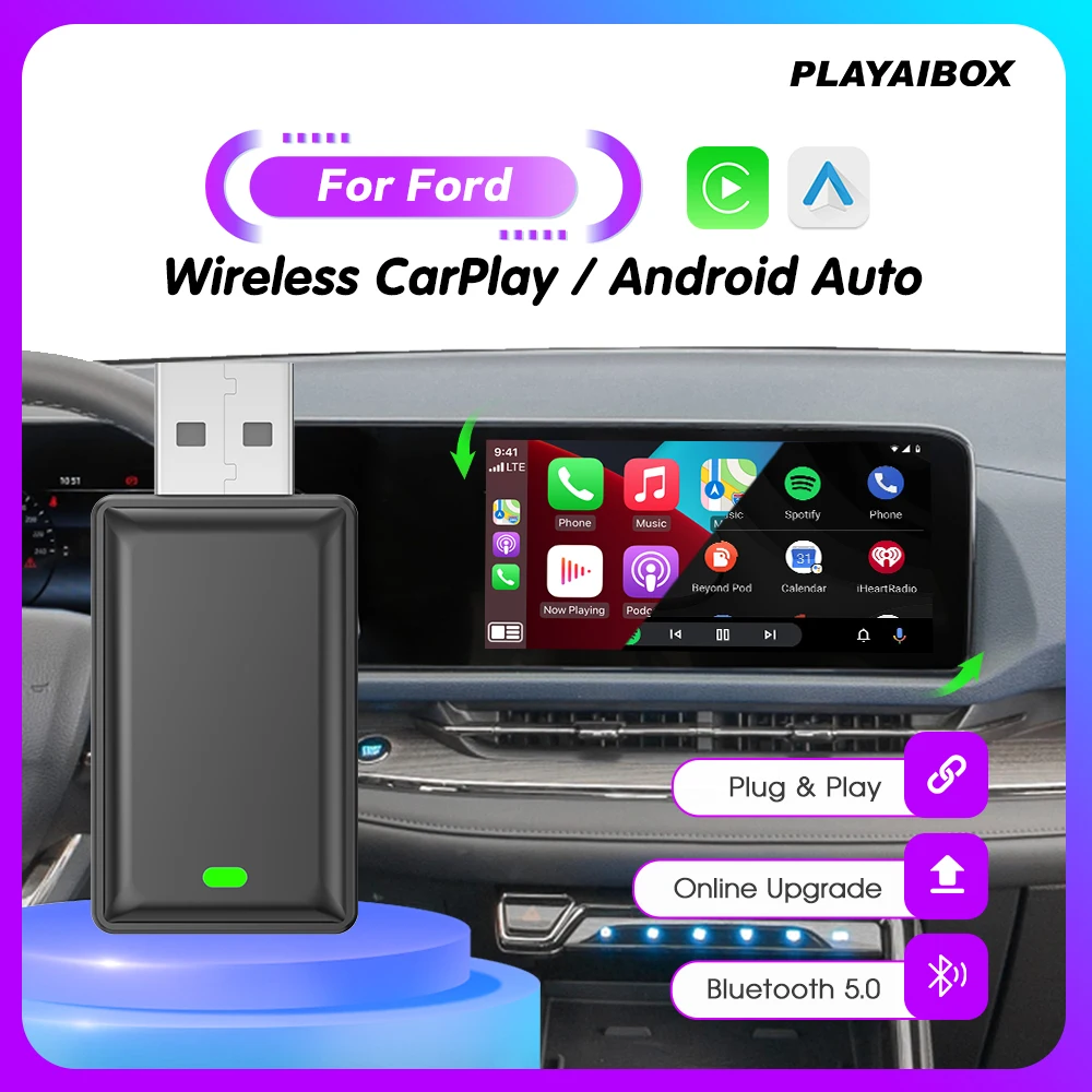

Carplay беспроводной адаптер Android Авто 2 в 1 Smart Dongle Play & Plug для Ford C‑MAX Flex Edge экспедиция транзит Супер сверхмощный Evos