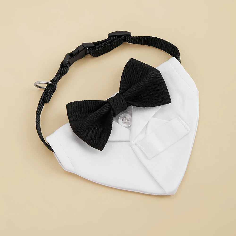 Sucado Katzen-Tuxedo-Halsband, Hochzeits- und Valentinstag-Kätzchen-Bandana-Halsband mit Fliege, Verstellbare Haustierkostüme für Katzen-Geburtstage – Detail 11