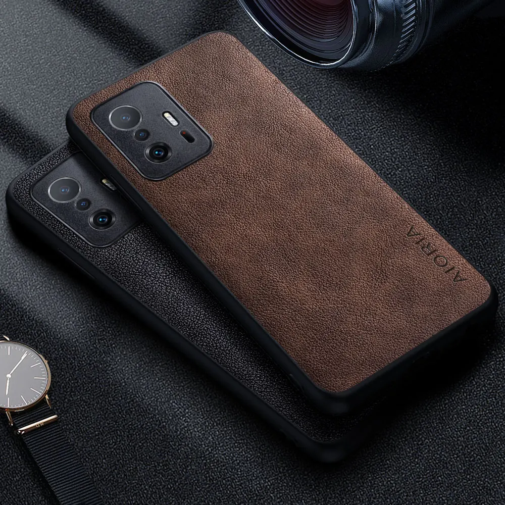 Premium Luxury Leather Retro Business Style Solid Color Phone Case