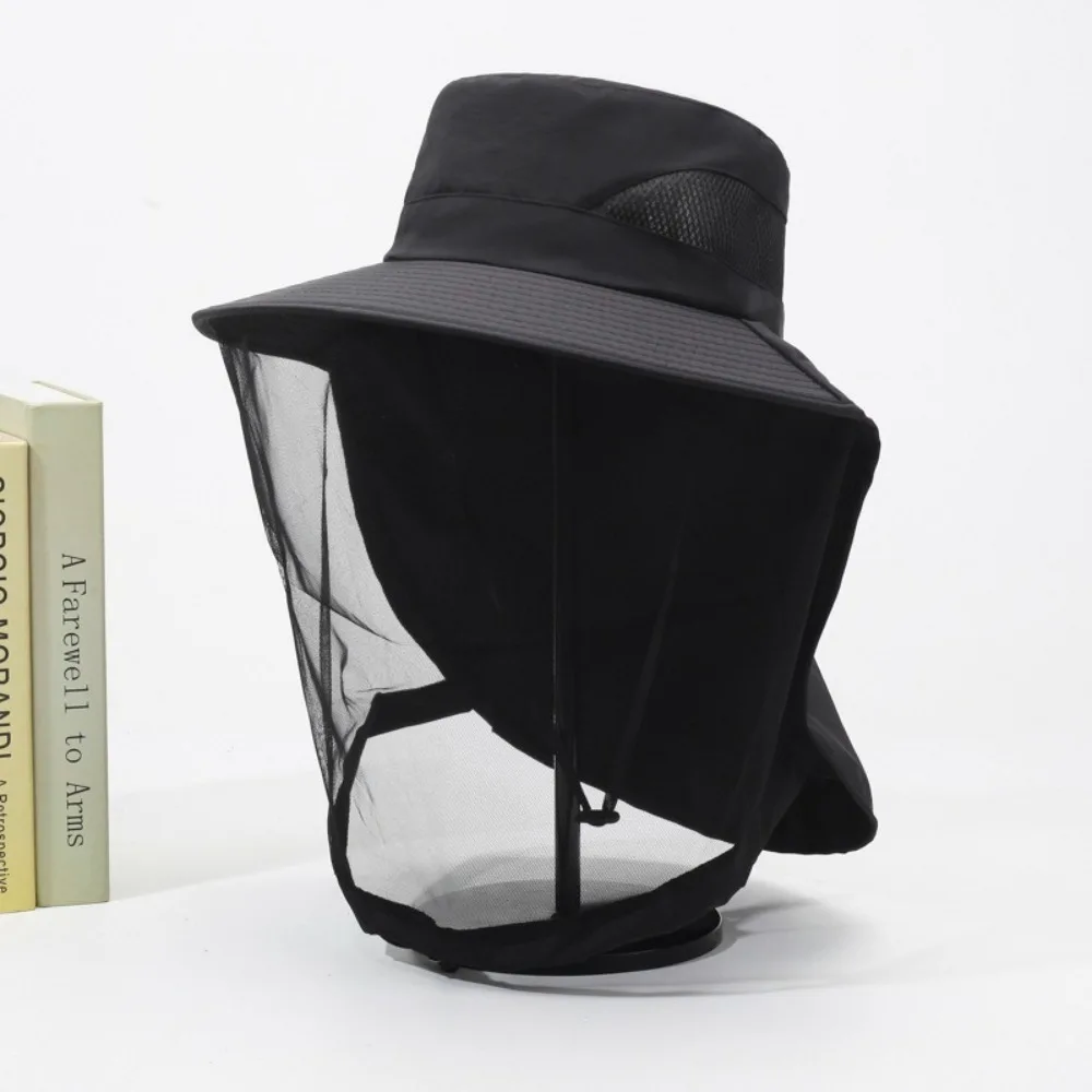 Unisex Foldable Mosquito Protection Sun Hat with Hidden Net Mesh