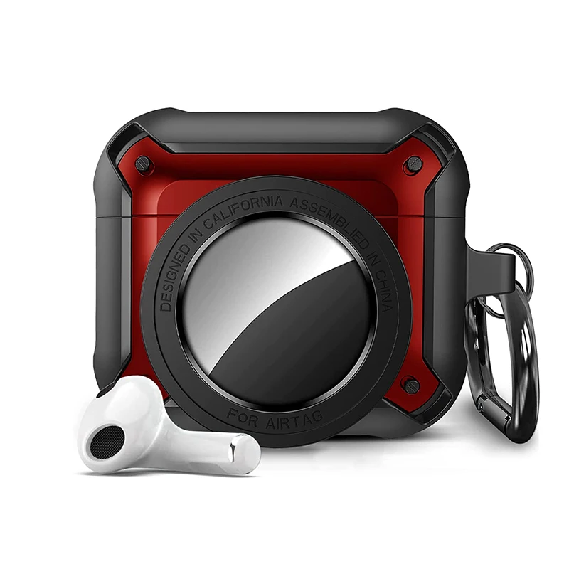 Coque De Protection 2 En 1 Compatible Avec Airpods Pro Et Airtag - Support De Suivi GPS En Silicone - Souple - Anti-chocs - Anti-rayures - Anti-perte - Vert Noirâtre