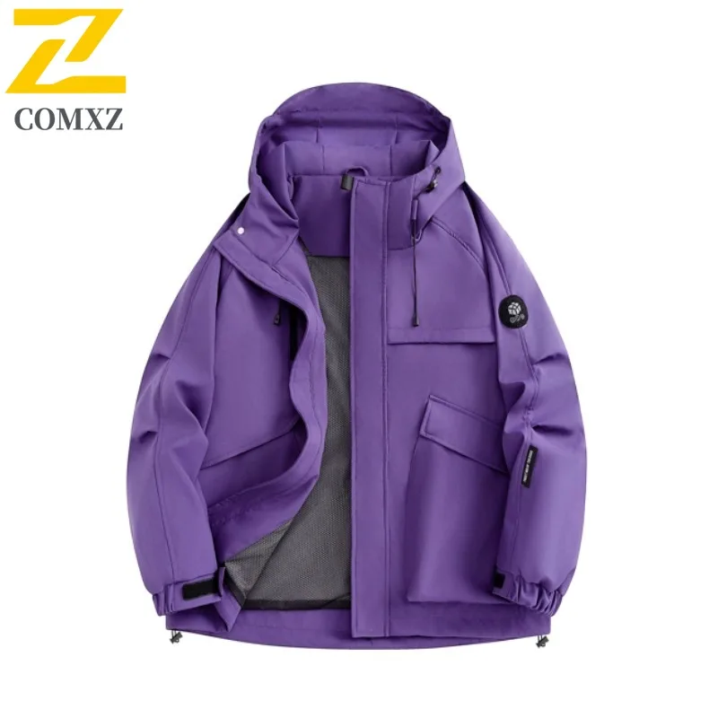 COMXZ Simple Men Jacket Hooded Outdoor Climbing Wind Resistant Motorcycle Coat Leisure Everyday Wear Light Autumn New Coats