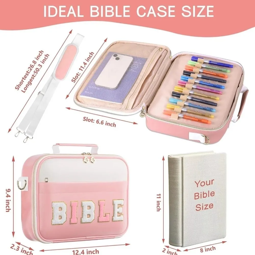 Portable Bible Cover Case Dustproof Multilayer Book Storage Bag with Shoulder Strap Large-capacity Shoulder Bag Women