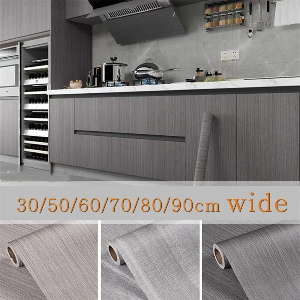 90 Width Wood Grain Door Stickers for Wardrobe Cupboard Table Closet Furniture Waterproof PVC Self Adhesive Wallpaper Home Decor