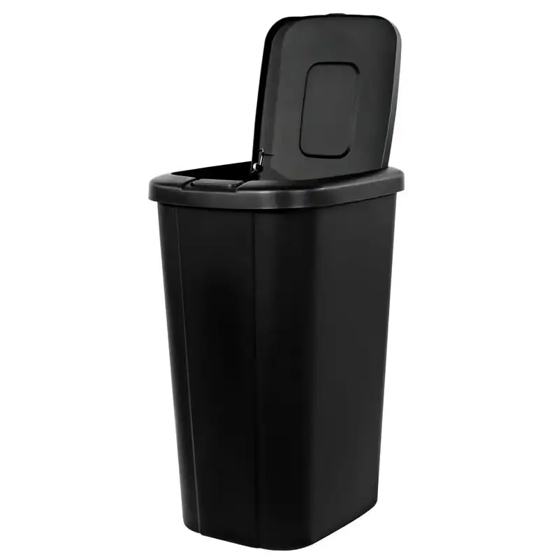 Trash Can Garbage 13 Gallon Bin Touch Lid Spring Loaded Kitchen Black Tall  Slim