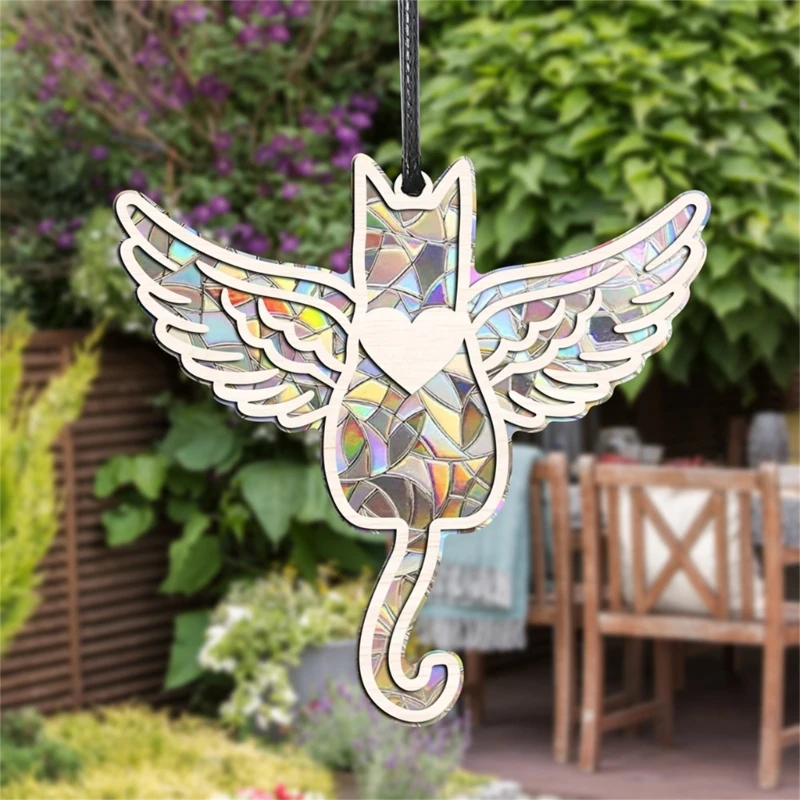 Colorful Sun Catcher Animal Dog Decorative Hanging Ornament Wooden Pendants