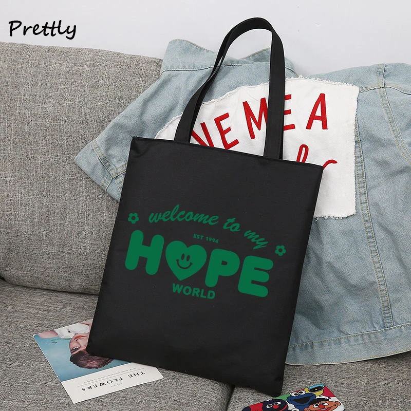 BTS J-Hope Custom Hand Painted Tote Bag BTS Korean Birthflower Personalized Lyric Hope World Tote Jung Hoseok/J-Hope/Jhope