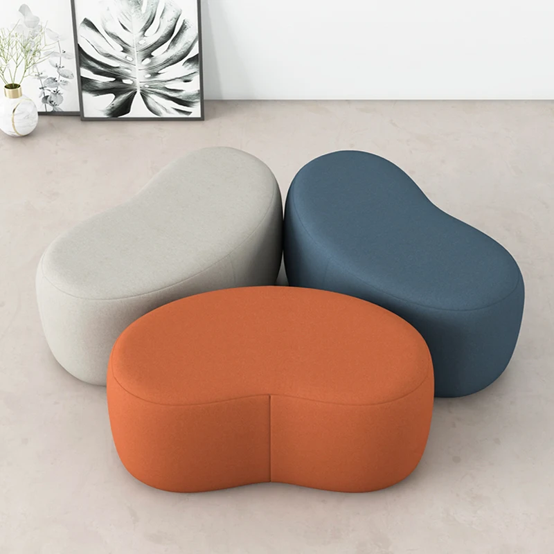 Luxury Stool INS Lamb wool foot Stool Bedroom Pouf Nordic shoe changing  Ottoman creative design living room floor Sofa Bench