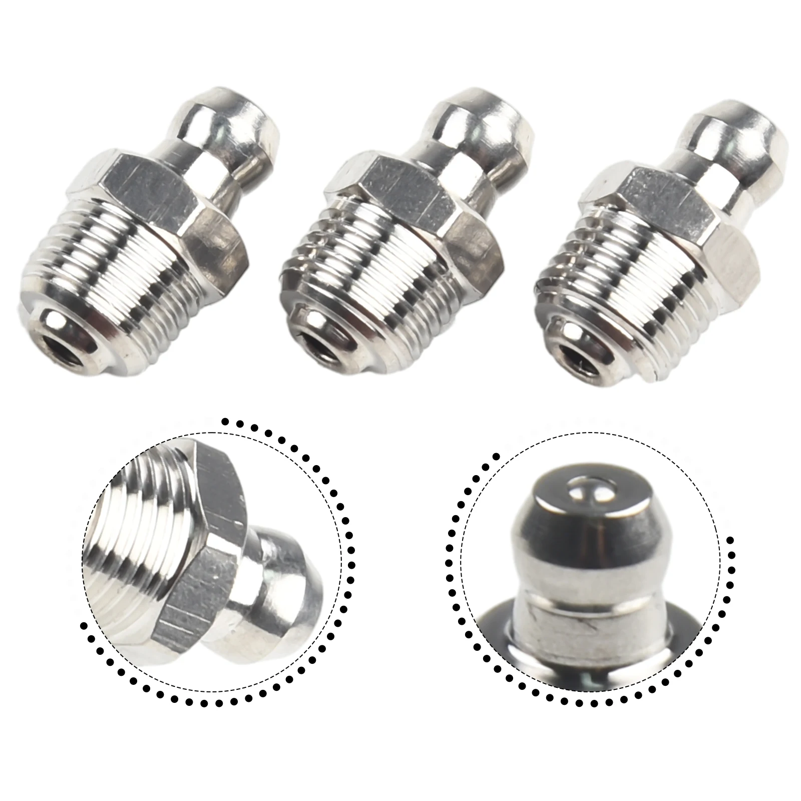 10pcs Industrial Strength Stainless Steel Grease Fitting M10 x 1mm Thread Suitable for Various Mechanical Equipment grease nipple fitting