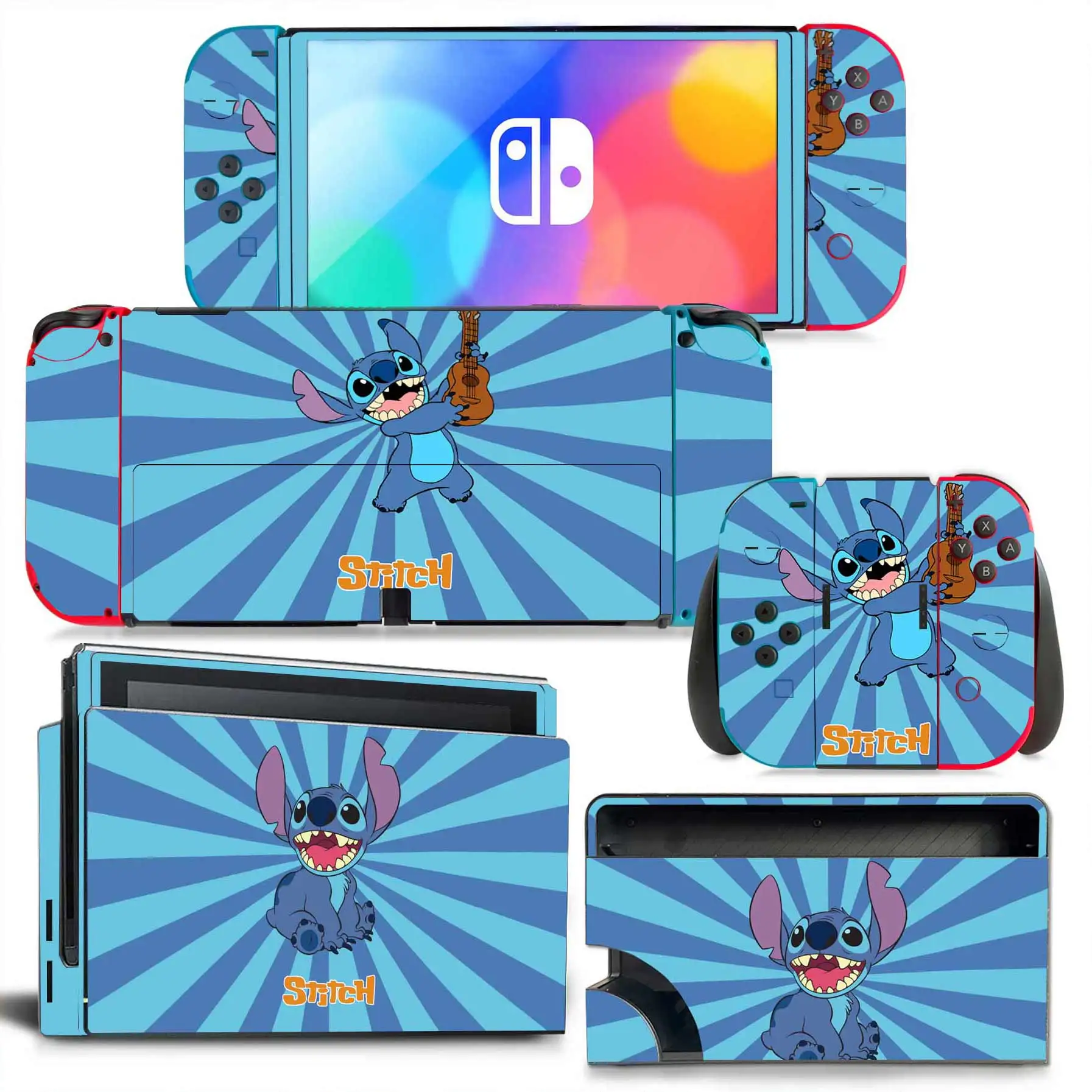 Stitch sticker skin Charging Dock Station Cover Protective Shell for Nintendo Switch Oled NS Console Crystal Protector Skin