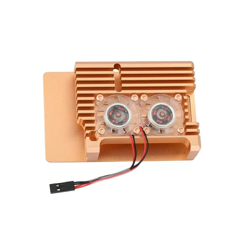 Kit Custodia In Alluminio Raspberry Pi 4 In Metallo Doppia Ventola Di Raffreddamento Guscio In Metallo Dorato Lega Di Alluminio Per Raspberry Pi 4 Mod
