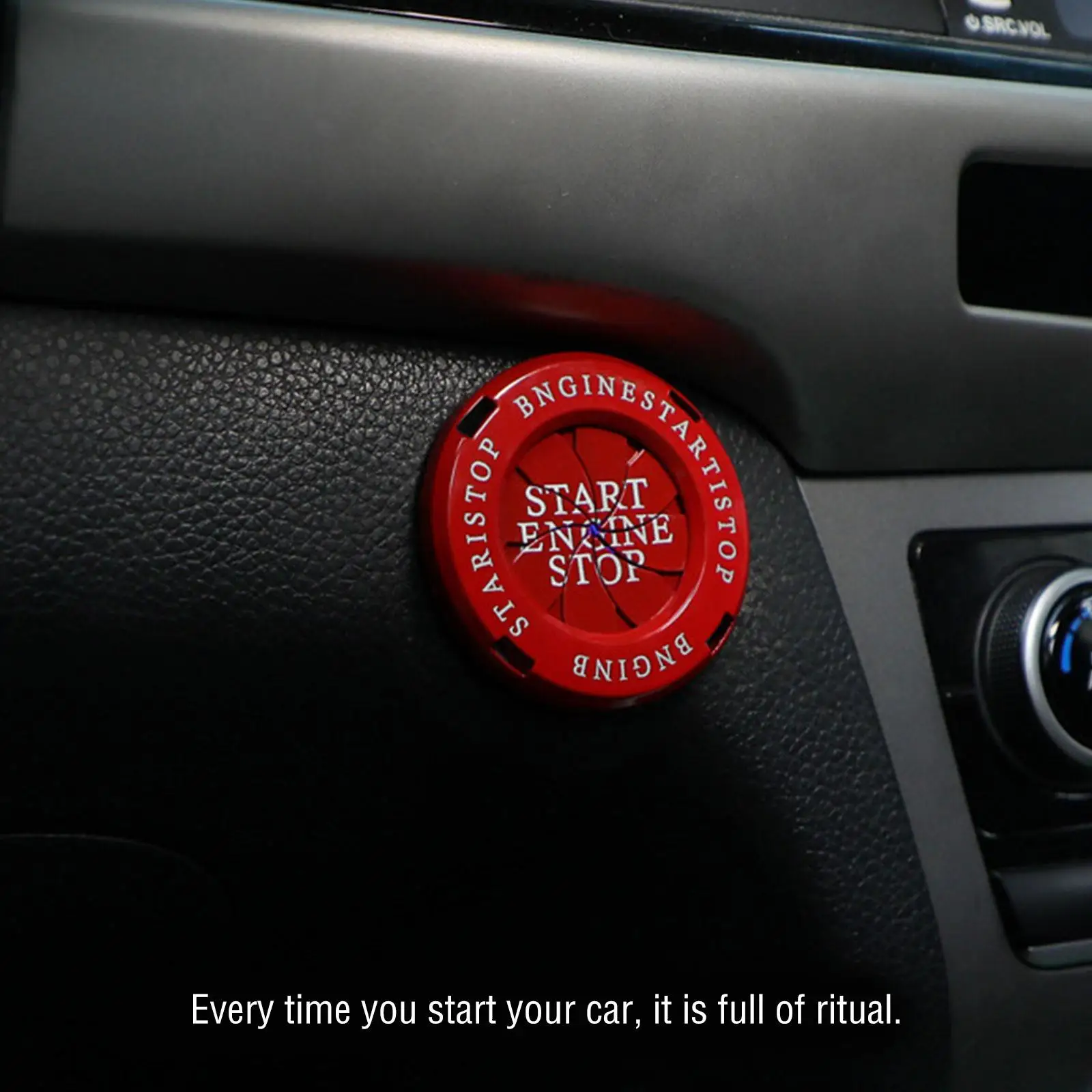 Universal Rotating Ring Car Motorcycle Engine Ignition Decorative Engine Start Stop Push Button Protective Switch Cover Trim
