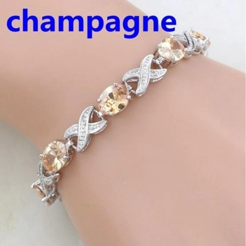 Elegant Green Oval Crystal Crosslink Bracelet Luxury Fashion Accessories Women's Tennis Bracelet Wedding Party Evening Jewelry crystal bracelet