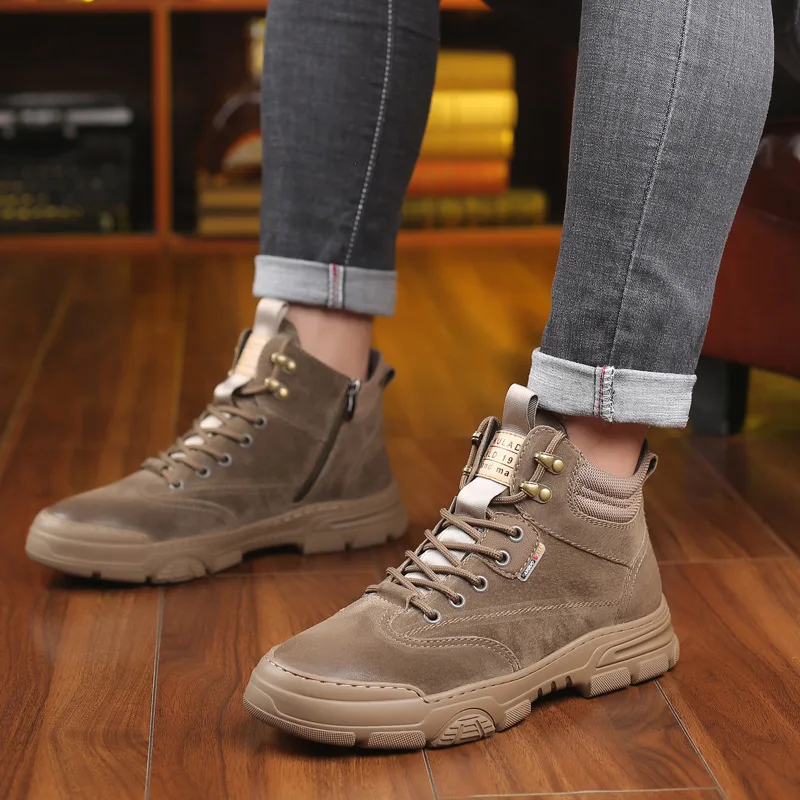 

Winter Fleece Ankle Boots for Men Warm Leather Non-slip Boots Comfortable Soft Snow Boots Men Outdoor Plush Boots botas hombre