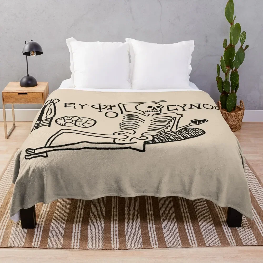 

Be Cheerful, Live Well Skeleton Throw Blanket Decorative Throw Soft Plush Plaid Furry Hairys Blankets