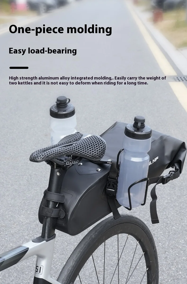 Fahrrad-Gepäckträgertasche mit stabiler Halterung, große Fahrradtasche mit doppelter Flaschenhalterung, Anti-Rüttel-Sitzkonvertierung – Detail 7