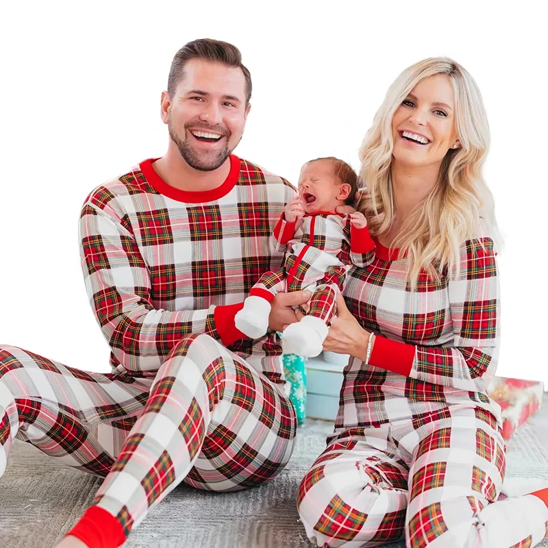 thumbnail image 1 of Conjunto de pijamas a juego con estampado de cuadros a la moda para Navidad, para la familia, para padres, hermanos, parejas, ropa informal para el hogar, para mujeres, hombres, niños, niñas y bebés, 1 of 5