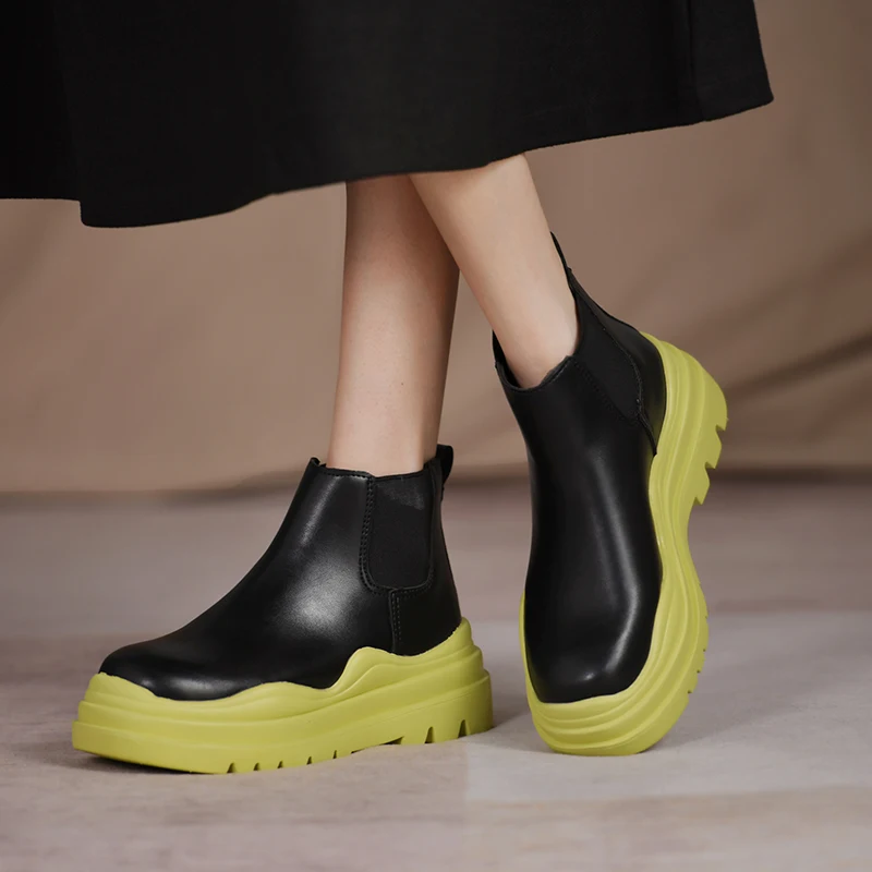 

Женские ботинки без шнуровки, водонепроницаемые ботинки разных цветов на среднем каблуке, с круглым носком, для зимы, 2023