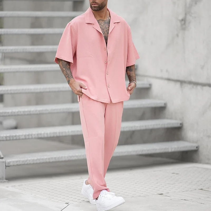 

Men's Fashionable Shirt and Casual Pants Two-Piece Set