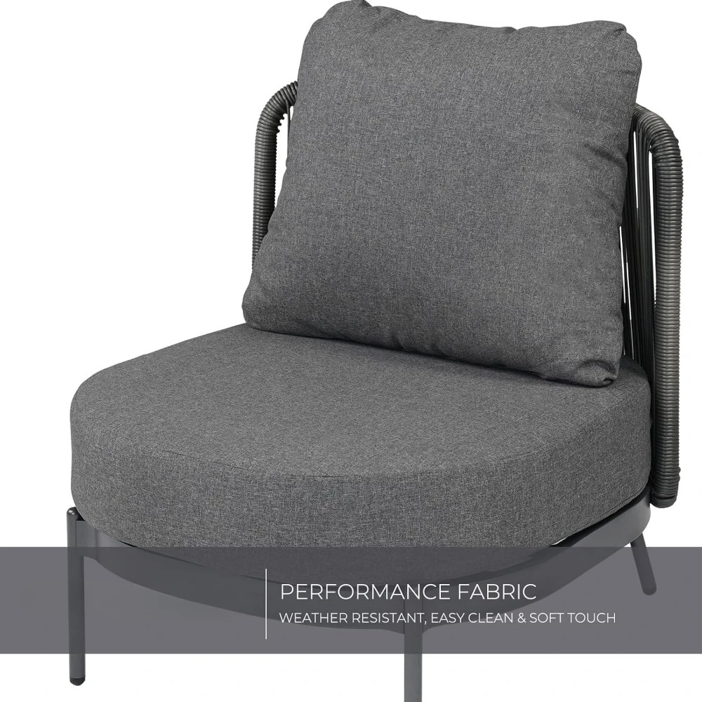 Outdoor 3-Piece Conversation Seating Set - Low Slung Comfort, Lightweight Aluminum Frame, Water-Resistant 6.25" Thick Cushions 5