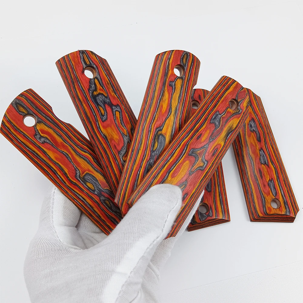 2Pieces 1911 Grips 3D Composite Color Wood Handle Grips Patch Custom Grips CNC Handle Grips