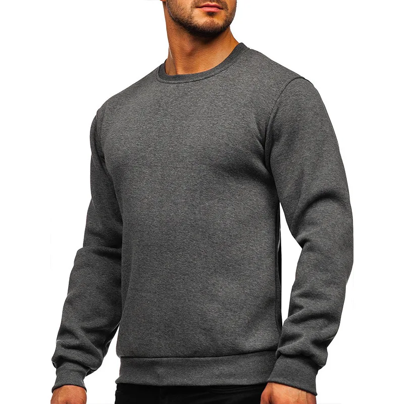 

2023 Fashion Army Green Men's Sweatshirt Solid Color Round Neck Long Sleeve European American Pullover Hoodie Knitted Top
