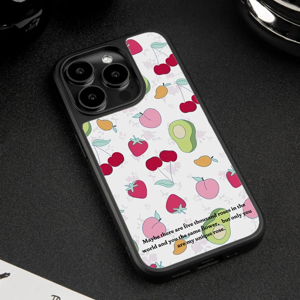Summer Vibes Colorful Fruits Soft Shockproof Silicone Phone Case - Black Edged Design