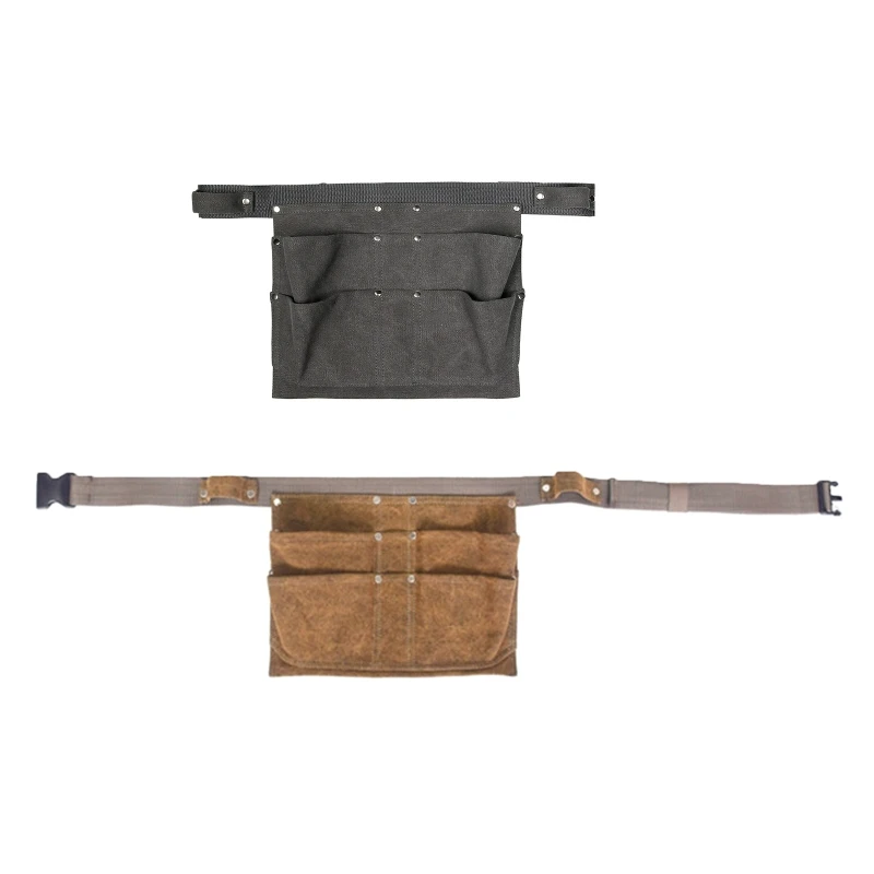 

Professional Heavy Duty Waxed Canvas Multi Pocket Tool Belt Bag Dropship