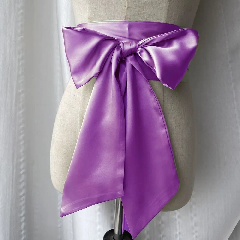 Satin Seide Schleife Korsett Taille Gürtel Breite Dekorative Schleife Stoff Band Cummerbunds DIY Taille Bands Für Frauen Dame Mädchen Braut – Detail 11