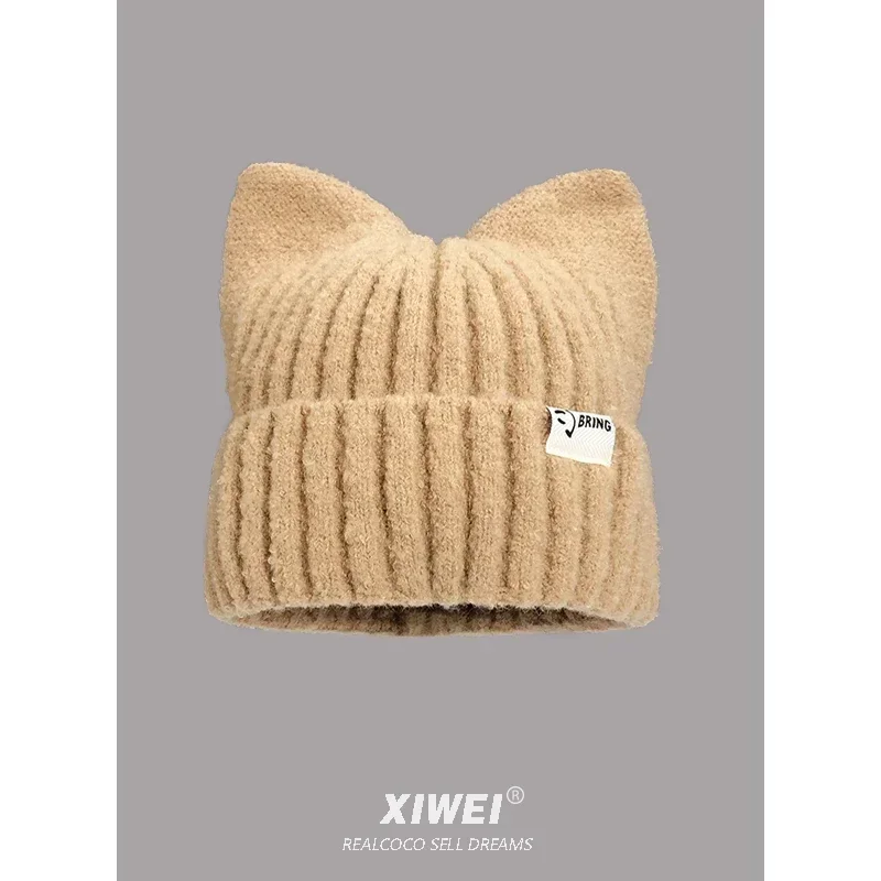 Japanese Y2k Cute Cat Ears Beanies for Women Autumn and