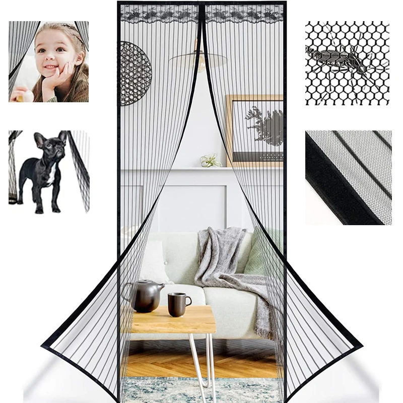 NEW Magnetic Screen Door Curtain Anti-Mosquito Net Fly Screen Mosquito Protection Net Magnet Spring for Doors Windows