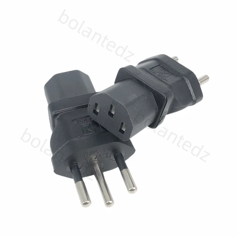 3 Prong Plug Adapter, Swiss 3 Prong SEV1011 Plug to IEC 60320-C13 for use as a Swiss PC Computer, Monitor, or Printer Power Cord
