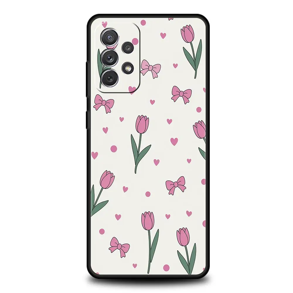Pink Tulip Flower Love Heart Phone Case Cover