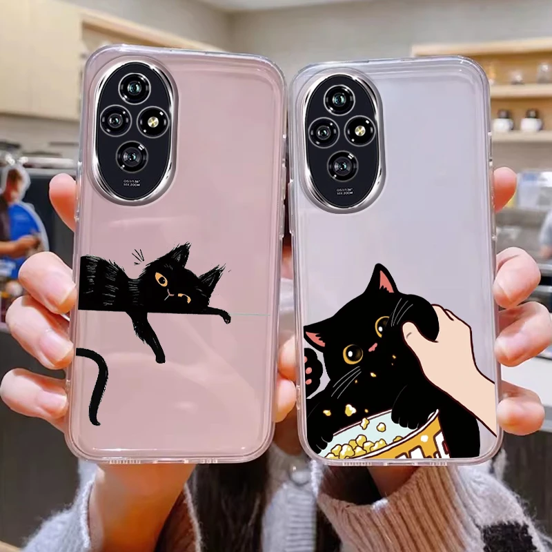 Floral Cat Couple Clear Silicone Phone Cover - Fashionable and Cute Design