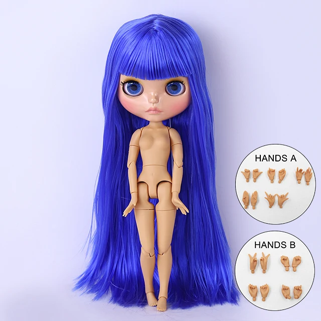 ICY DBS Blyth Puppe BJD Gelenk-Körper-Set mit hellbrauner Haut und blauen langen Haaren, 1/6 Maßstab, 30 cm, Mädchen-Geschenk, Anime SD