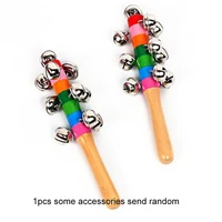 1pcs Colorful Rainbow Hand Held Bell Stick Wooden Discussion Musical Toy for Adult KTV Party Kids Game Gift 1