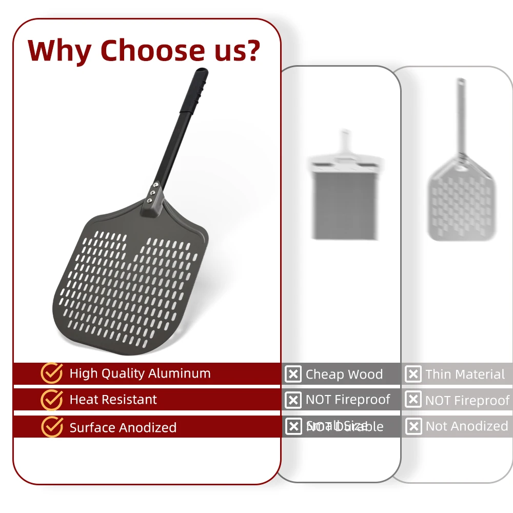 12 Inch Pizza Peel Turning Paddle Short Handle Shovel Kitchen Utensils Aluminum Apple Shape Pizza Turner Nonstick Baking Tools