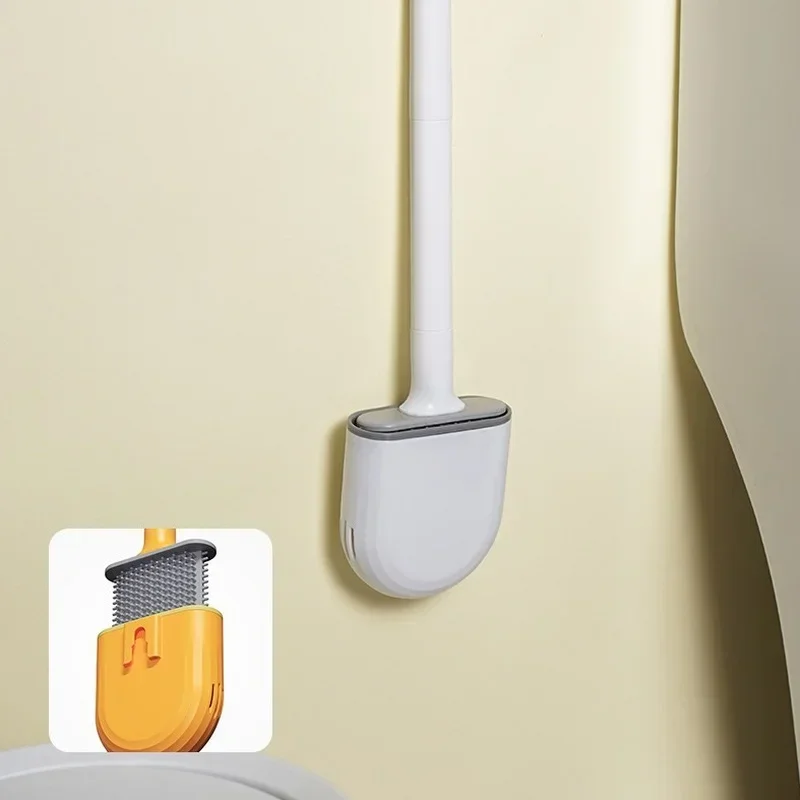 Bathroom Accessories Set Silicone Toilet Brush Wall-Mounted Soft Bristles 20