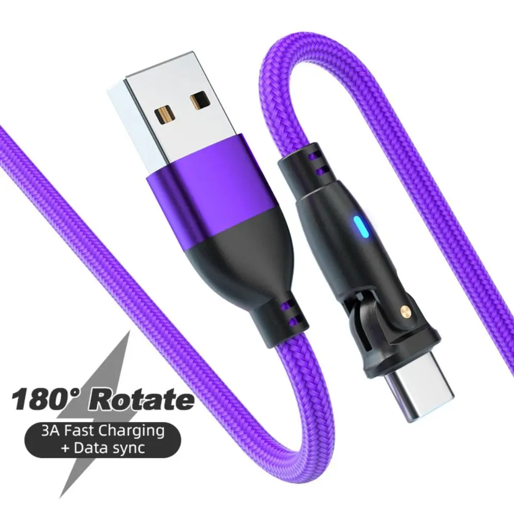 

180 ° Rotation 180 Rotate Type C Cable Micro/Type C/IOS Data Cable 180 ° Elbow Data Cable QC3.0 Fast Charging