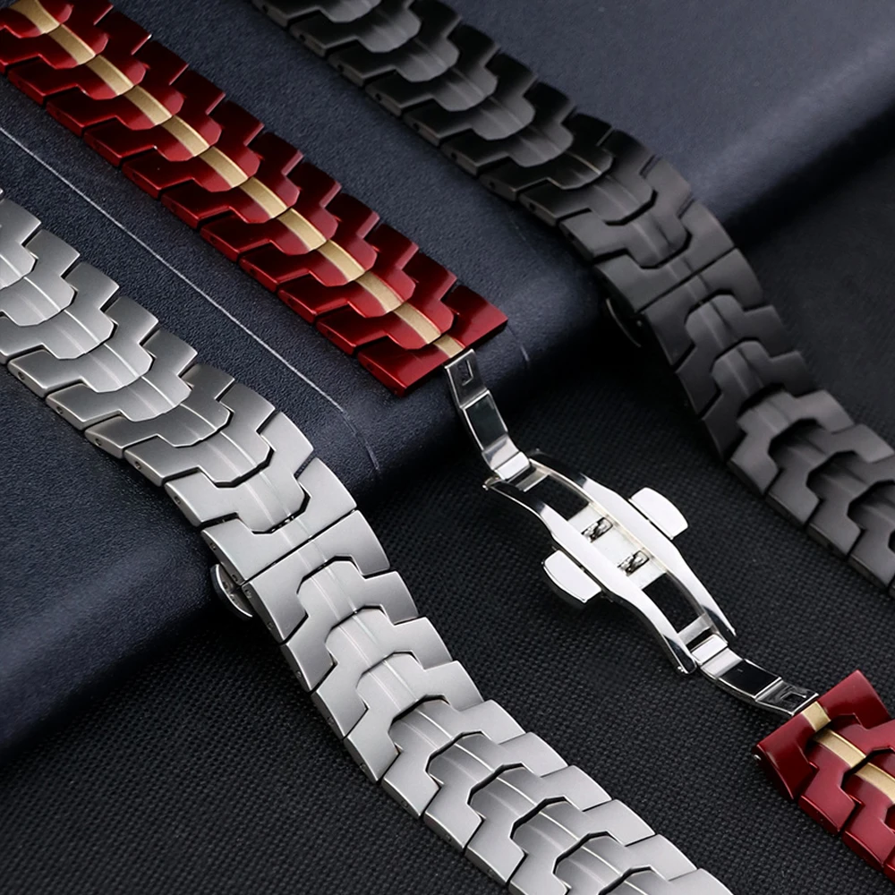 Premium Stainless Steel Watch Band - Elegant No-Gap Metal Bracelet Strap