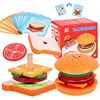 Wooden Simulation Hamburger Children Toys Montessori Educational Learning Color Shape Matching Board Game Toys For 3-6 Year Olds 1