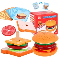 Wooden Simulation Hamburger Children Toys Montessori Educational Learning Color Shape Matching Board Game Toys For 3-6 Year Olds 1