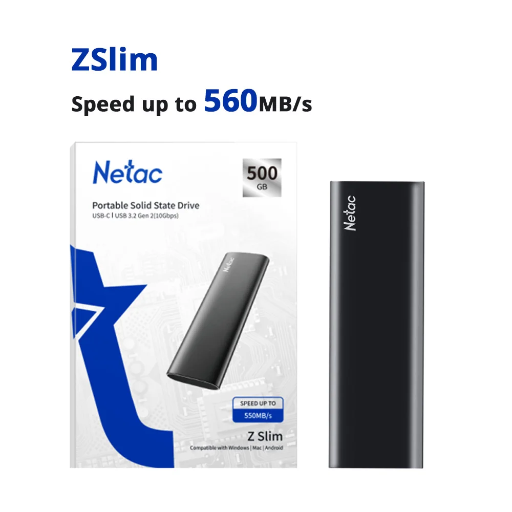 Netac 휴대용 외장 하드 드라이브, 노트북용 솔리드 스테이트 드라이브, SSD 1TB, 2TB, 512G, 250GB