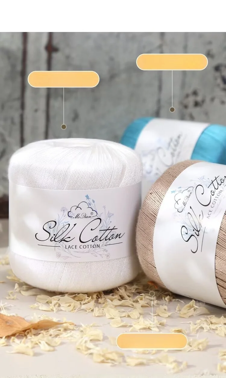200 g feines Häkelgarn aus Seidenbaumwolle, geeignet zum Häkeln und Stricken, feines Garn zur Herstellung von Hohlpullovern, Schals, Melonenhautmützen, Schals und Mänteln, Garnknäuel, 80 % Seide, 20 % Baumwolle, 1 Beutel = 200 g = 4 Stück – Detail 8