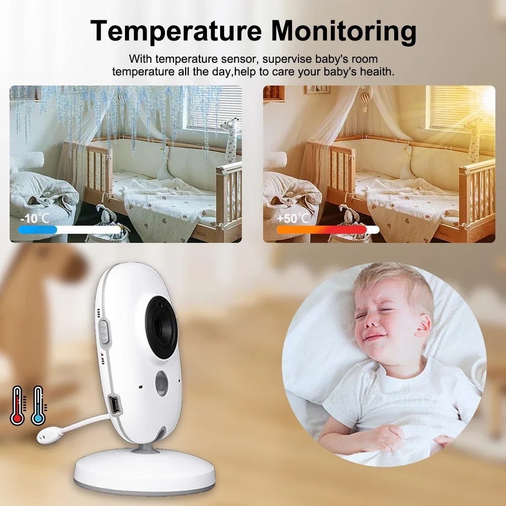 Wireless Baby Monitor Video Baby Monitor VB603 Video Baby Monitor 2.4G Mother Kids Night Vision Video Surveillance Cameras with Temperature Display Screen Two-way Audio