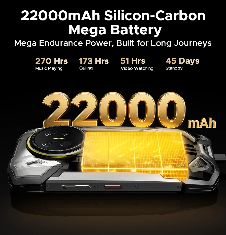 DOOGEE V Max 2 Pro 5G Rugged Phone, World Premiere, 6.78" Display, 48GB(16+32) RAM + 1TB ROM, 22000mAh Big Battery, Android 16, Dual Camping Lights, Dual Speakers, 120W Super Fast Charging