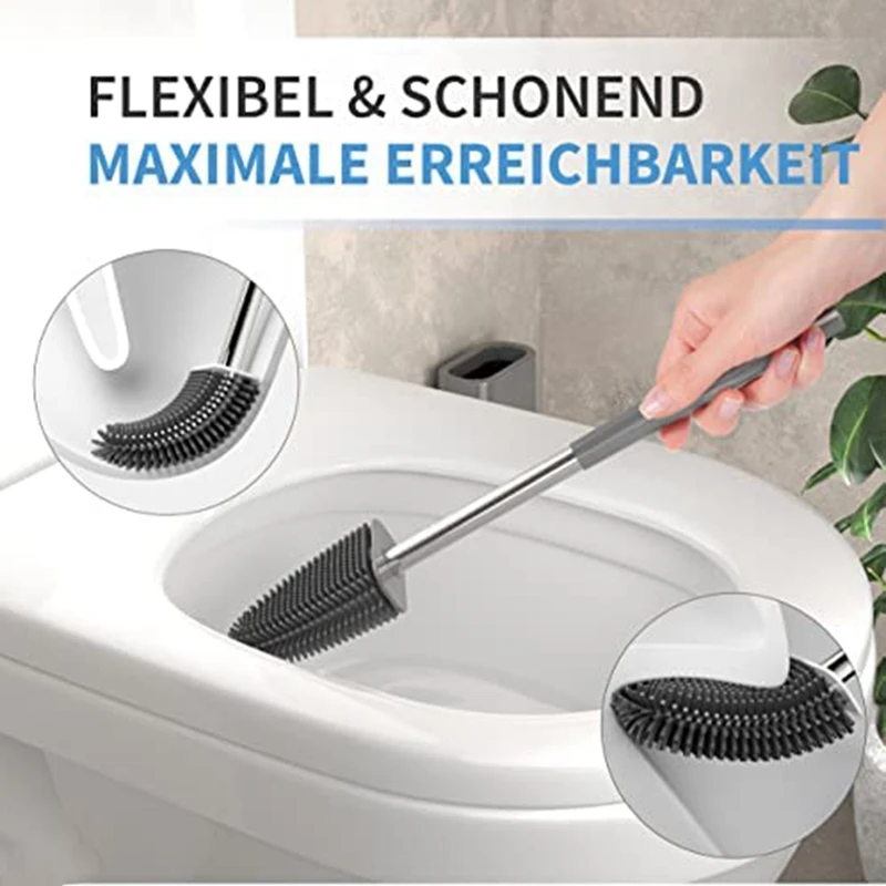 Silicone Toilet Brush Toilet Brush Holder With Wall Mounting Turbo Drying bathroom accessories toilet brush set toilet brush holder