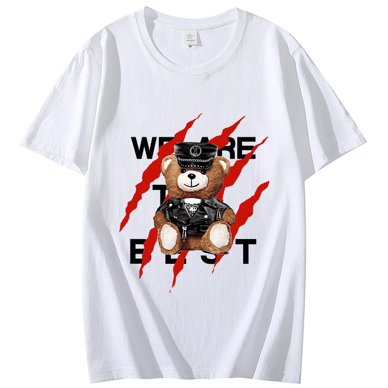 

Luxury For Men's High Quality T-Shirt 100% Cotton Cool Bear Brand Design Print Casual Loose Cool T-Shirt Tee T-Shirt Tops Male